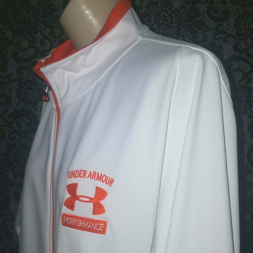 ☠NWT UNDER ARMOUR HARLEY ORANGE LOGO ZIP JACKET - Picture 3 of 5